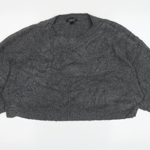 Topshop Womens Grey Crew Neck  Acrylic Pullover Jumper Size 10