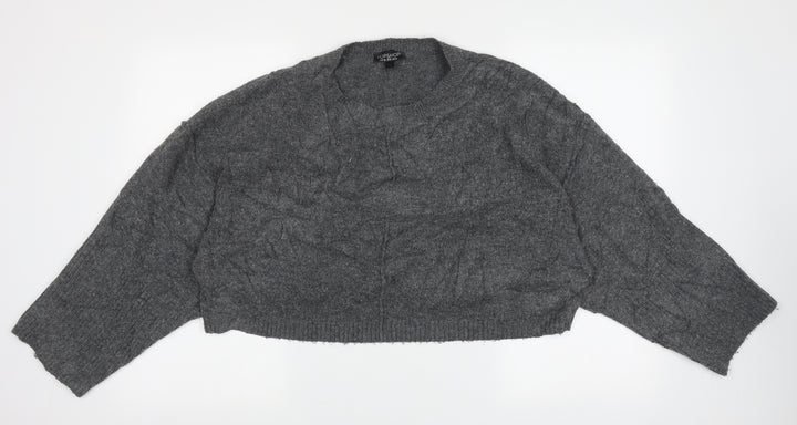 Topshop Womens Grey Crew Neck  Acrylic Pullover Jumper Size 10