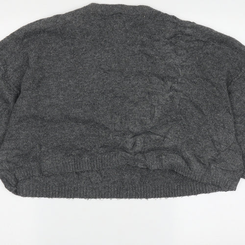 Topshop Womens Grey Crew Neck  Acrylic Pullover Jumper Size 10