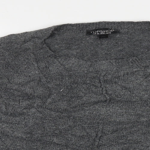 Topshop Womens Grey Crew Neck  Acrylic Pullover Jumper Size 10