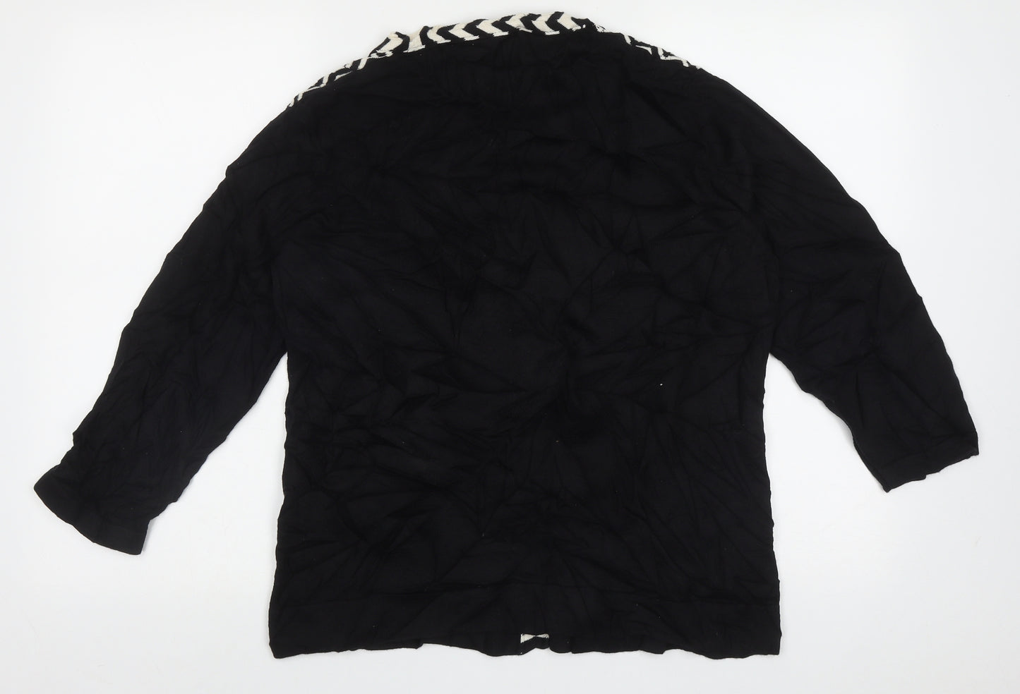 cc Womens Black V-Neck Geometric Cotton Cardigan Jumper Size L