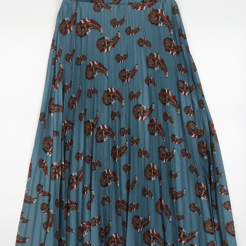 New Collection Italy Womens Blue Geometric Polyester A-Line Skirt Size 8