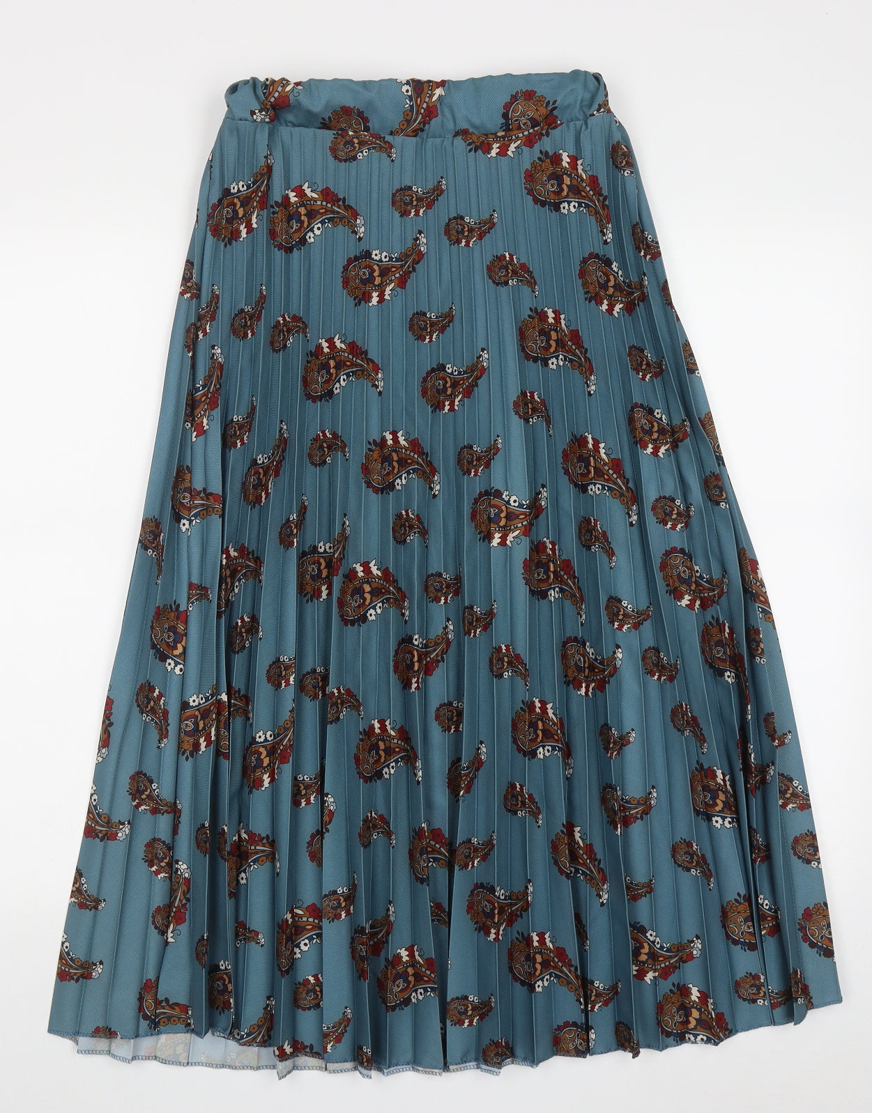 New Collection Italy Womens Blue Geometric Polyester A-Line Skirt Size 8