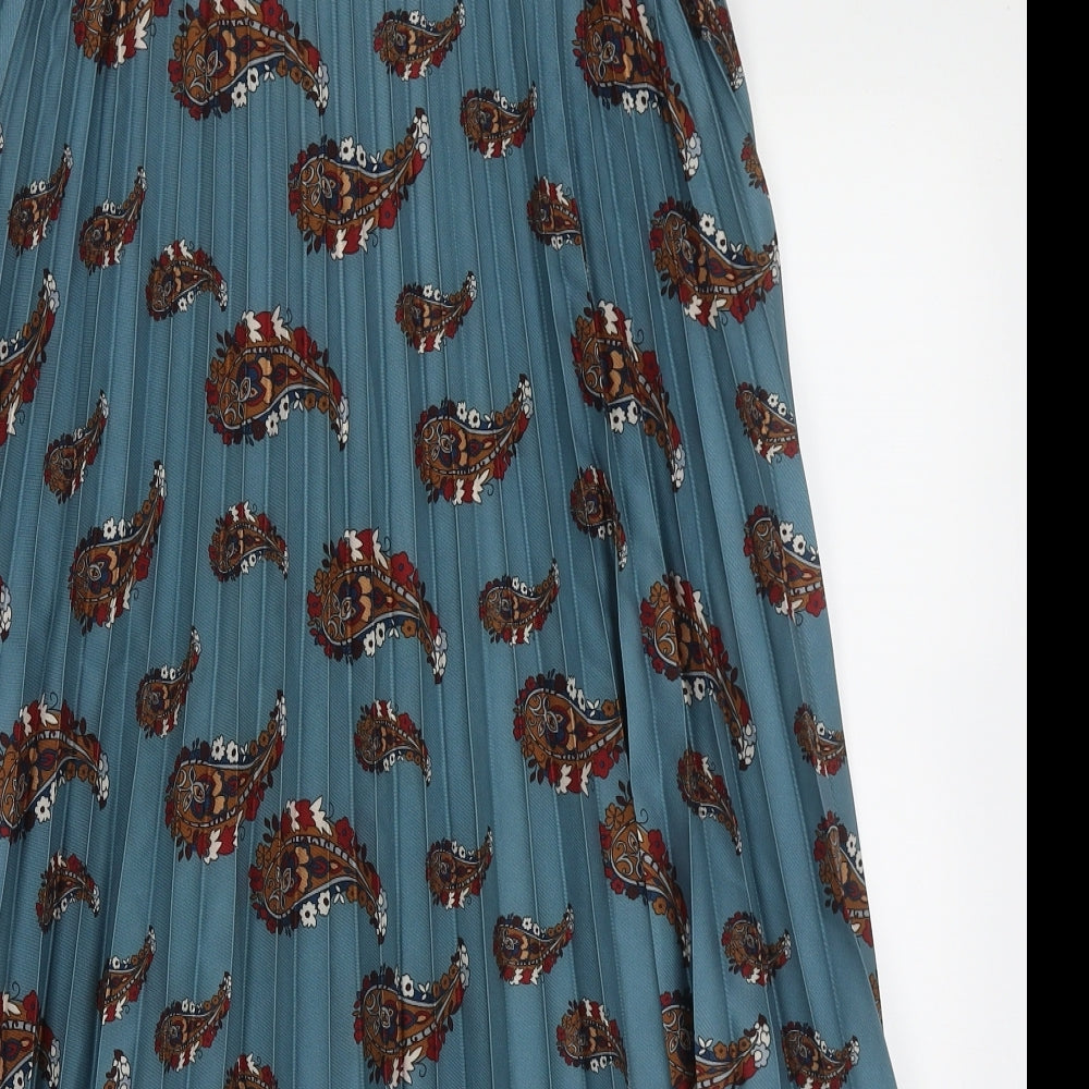 New Collection Italy Womens Blue Geometric Polyester A-Line Skirt Size 8