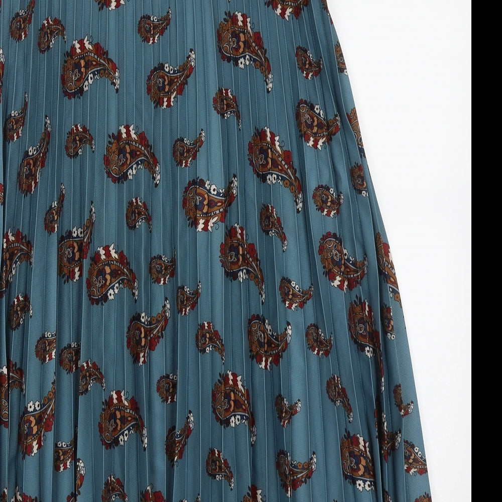New Collection Italy Womens Blue Geometric Polyester A-Line Skirt Size 8