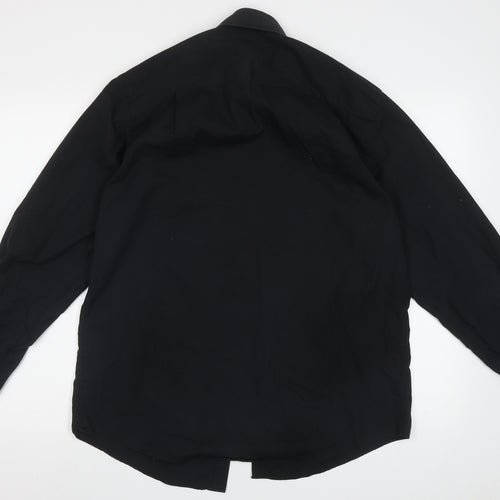 F&F Mens Black  Cotton  Button-Up Size 15 Collared Button