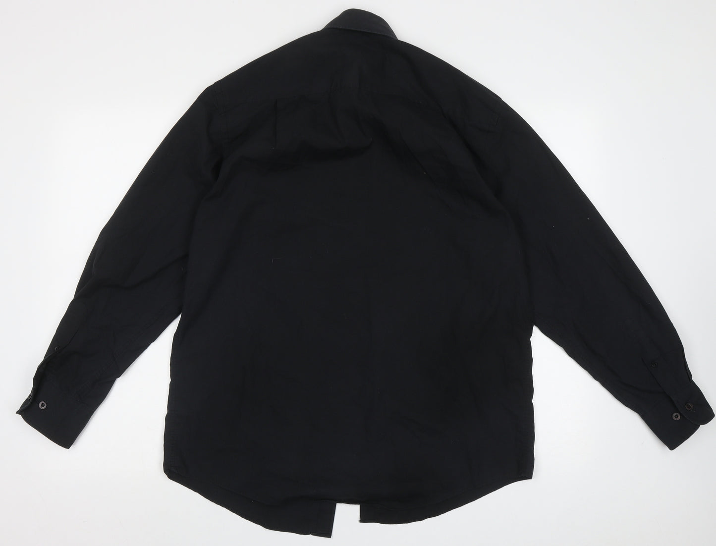 F&F Mens Black  Cotton  Button-Up Size 15 Collared Button