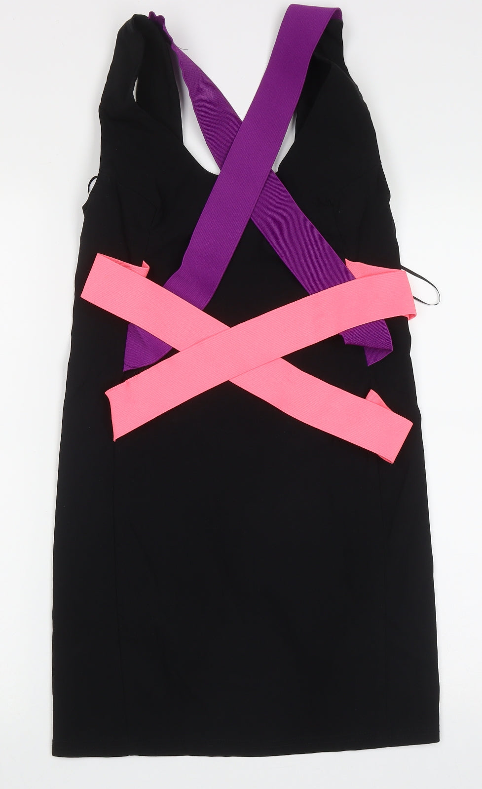Miss Selfridge Womens Black  Viscose Bodycon  Size 14  V-Neck Zip