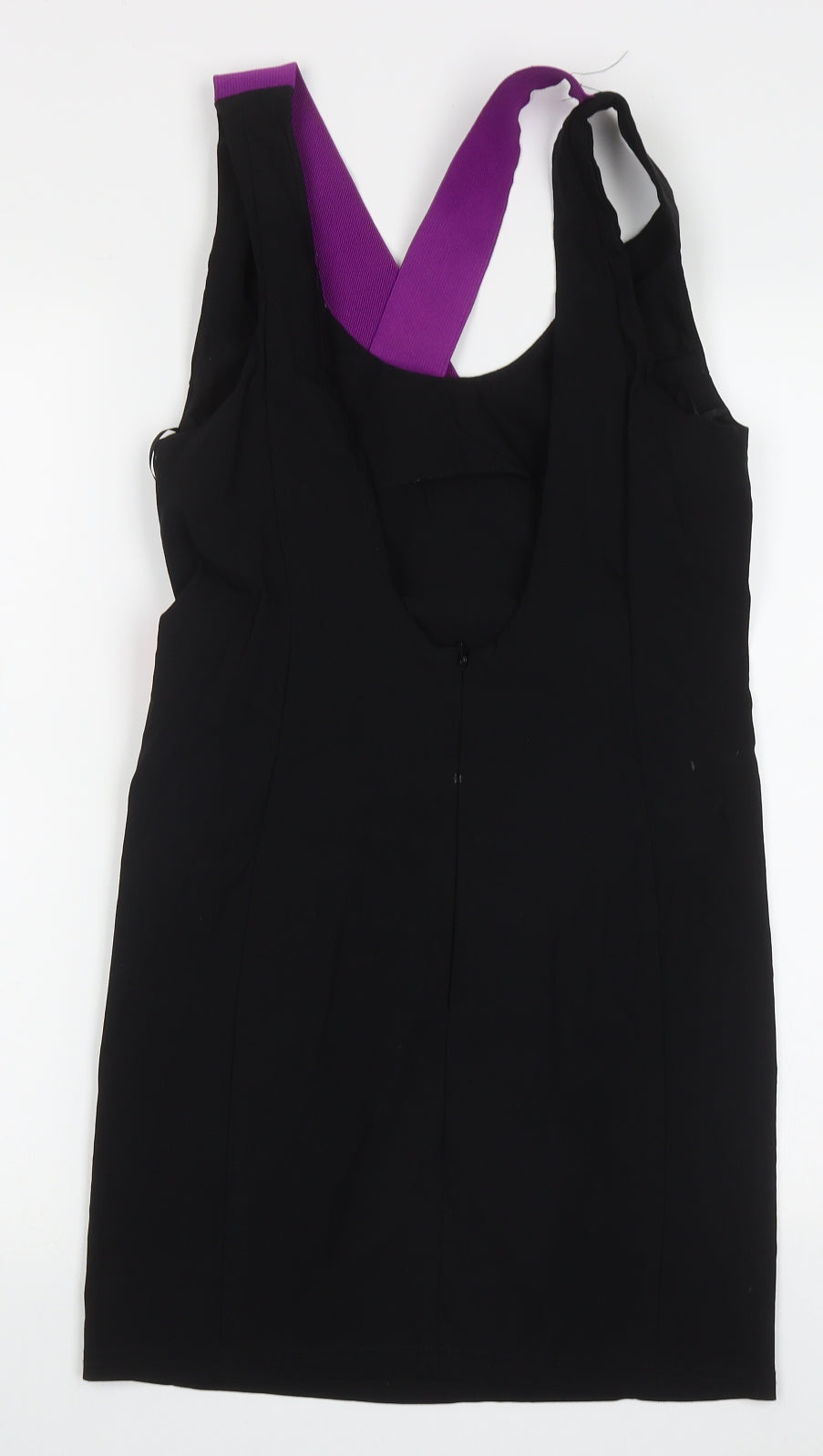 Miss Selfridge Womens Black  Viscose Bodycon  Size 14  V-Neck Zip