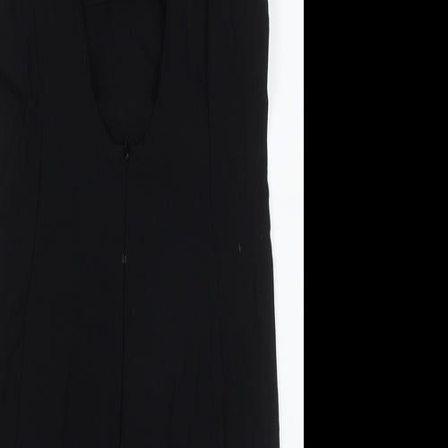 Miss Selfridge Womens Black  Viscose Bodycon  Size 14  V-Neck Zip