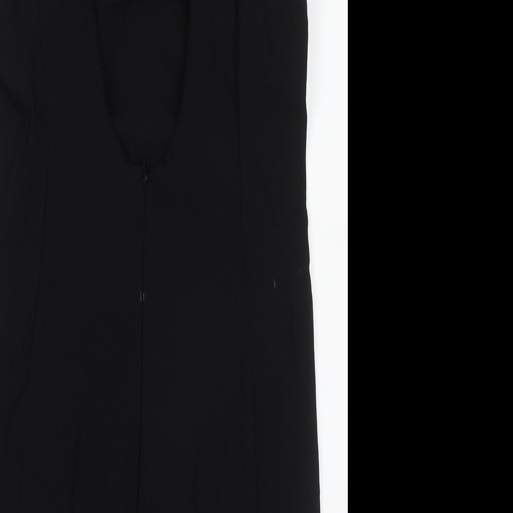 Miss Selfridge Womens Black  Viscose Bodycon  Size 14  V-Neck Zip