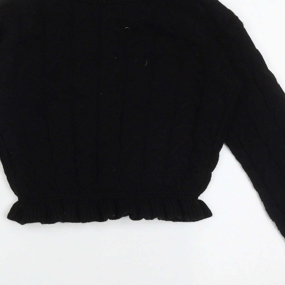 Preworn Womens Black High Neck Geometric Acrylic Pullover Jumper Size S   - crop jumper