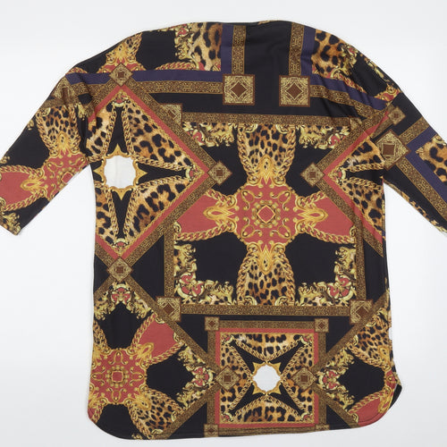 capsule Womens Multicoloured Geometric Polyester Tunic T-Shirt Size 10 Crew Neck - Cold Shoulder