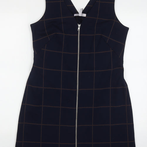 Bravissimo Womens Blue Check Polyacrylate Fibre Tank Dress  Size 12  V-Neck Zip - Curve