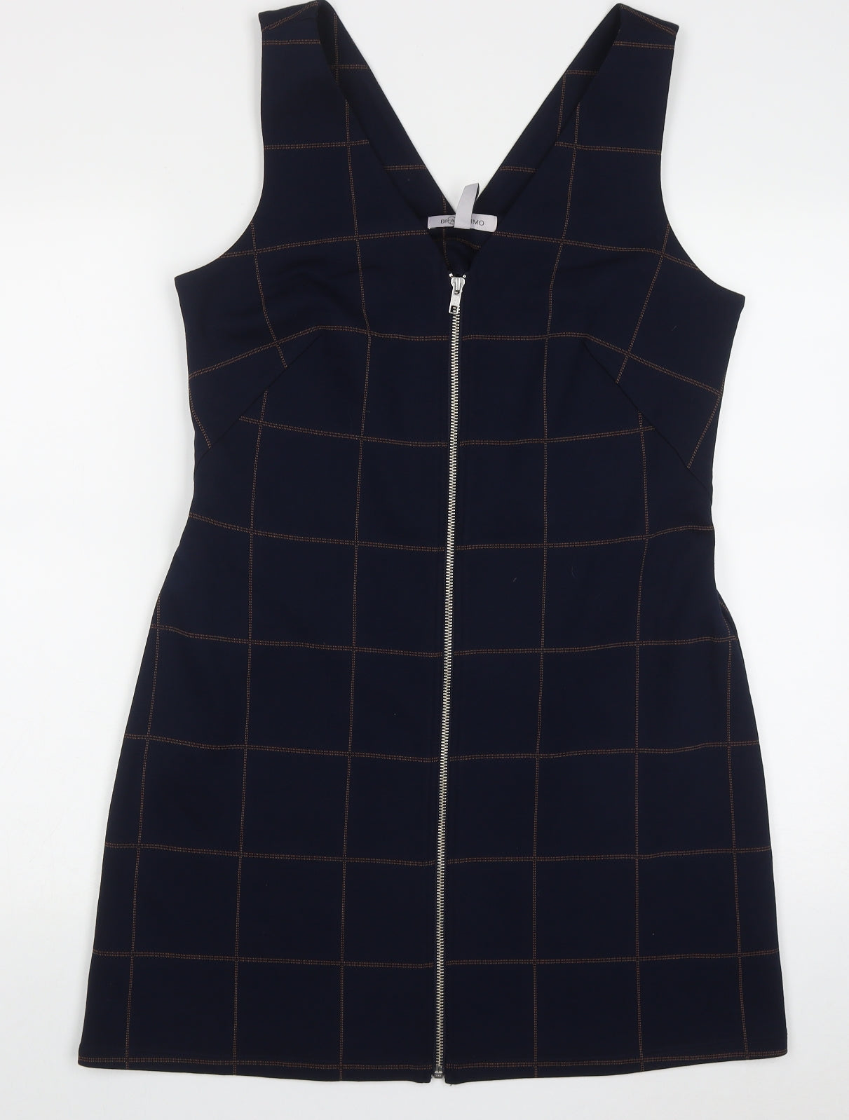 Bravissimo Womens Blue Check Polyacrylate Fibre Tank Dress  Size 12  V-Neck Zip - Curve