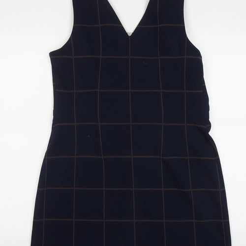 Bravissimo Womens Blue Check Polyacrylate Fibre Tank Dress  Size 12  V-Neck Zip - Curve