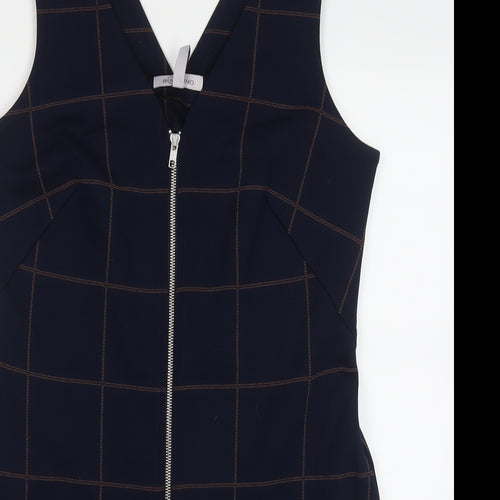 Bravissimo Womens Blue Check Polyacrylate Fibre Tank Dress  Size 12  V-Neck Zip - Curve