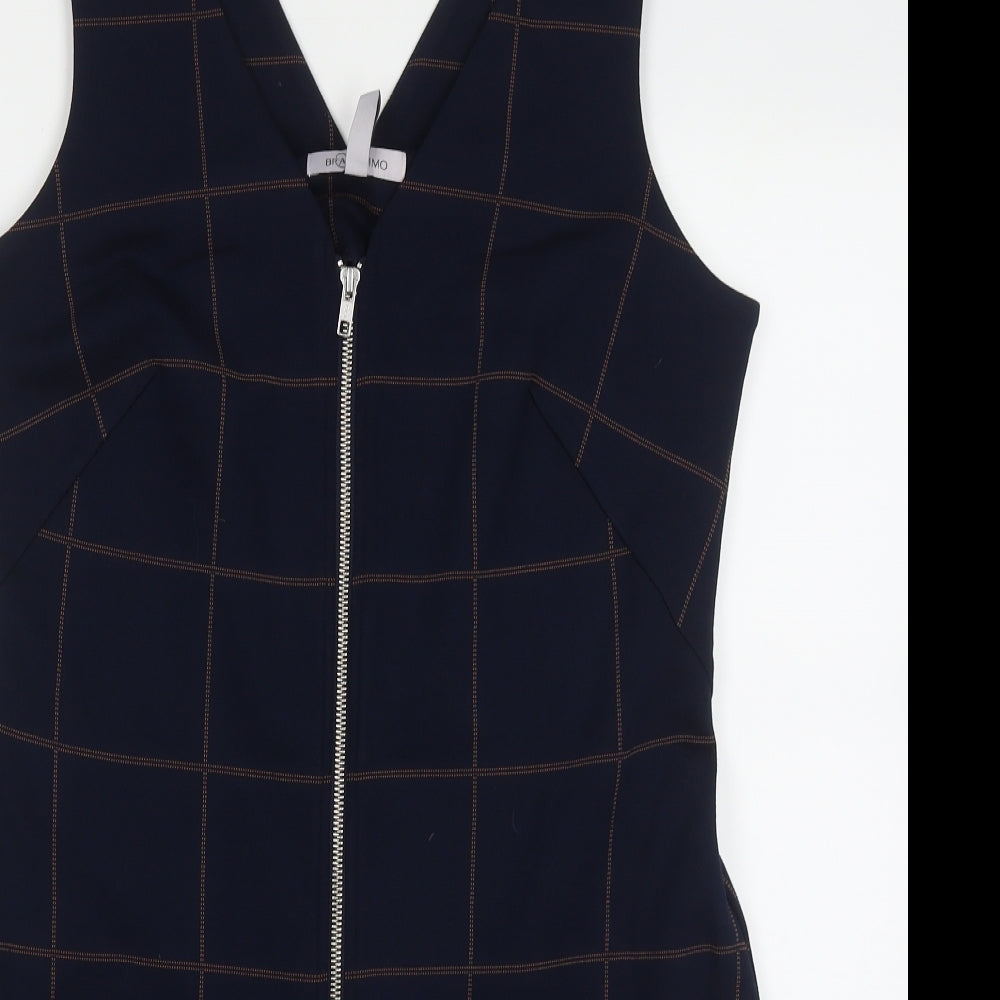 Bravissimo Womens Blue Check Polyacrylate Fibre Tank Dress  Size 12  V-Neck Zip - Curve
