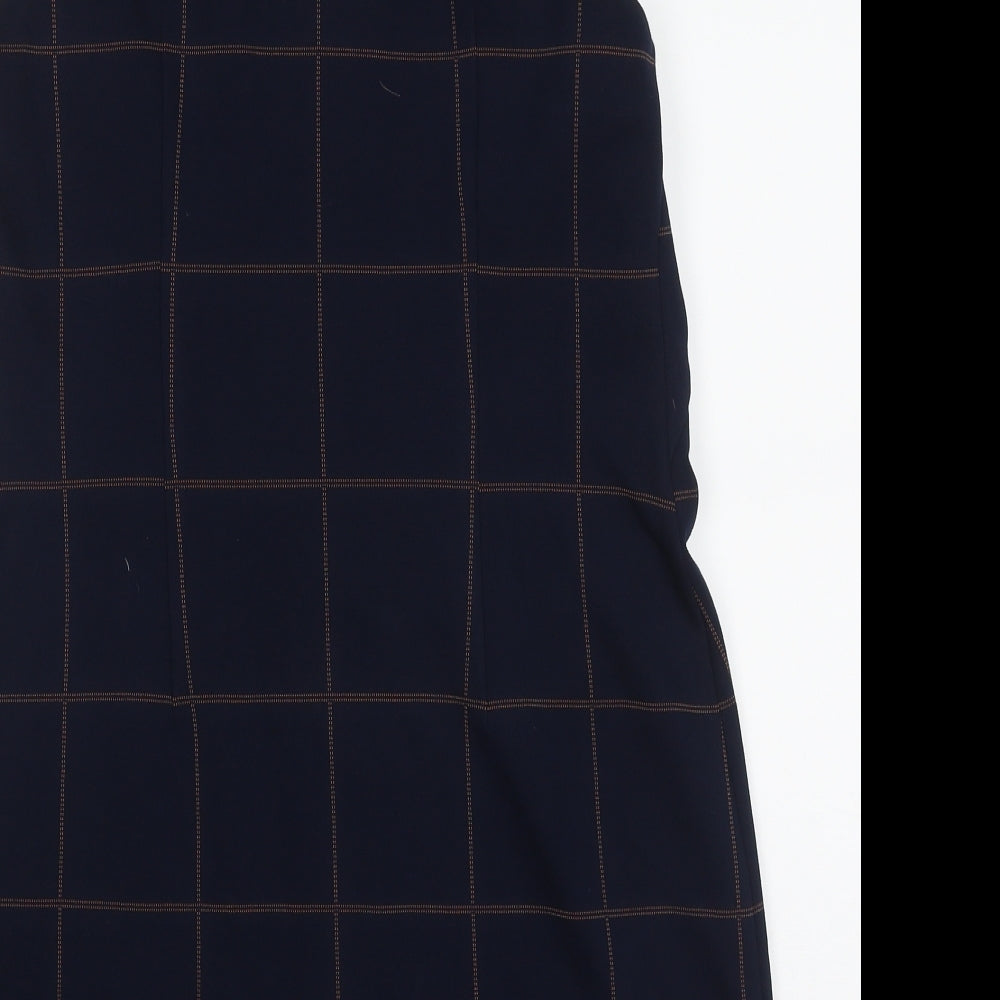 Bravissimo Womens Blue Check Polyacrylate Fibre Tank Dress  Size 12  V-Neck Zip - Curve