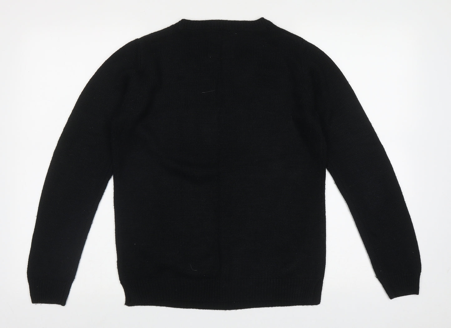 Papaya Womens Black Crew Neck  Acrylic Pullover Jumper Size S   - santa