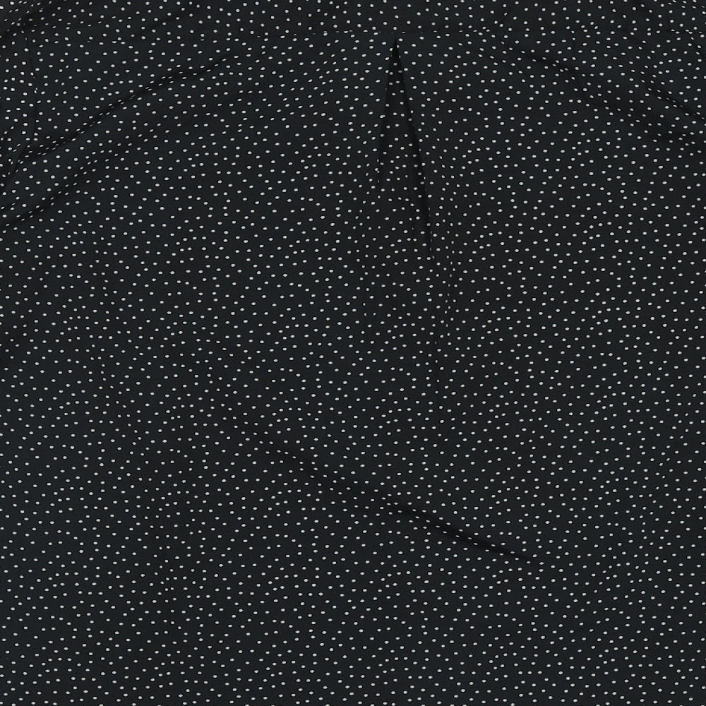 M&Co Womens Black Polka Dot Polyester Basic Button-Up Size 14 Collared