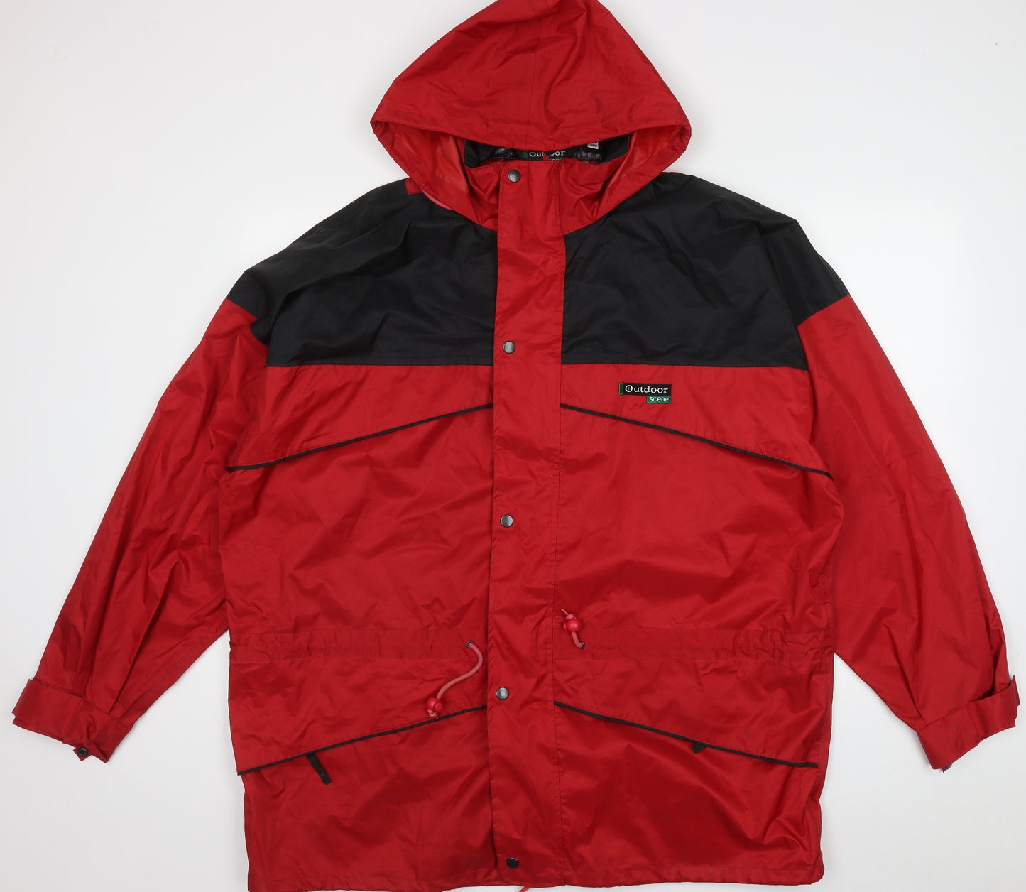 Outdoor Scene Mens Red   Overcoat Coat Size 2XL  Zip
