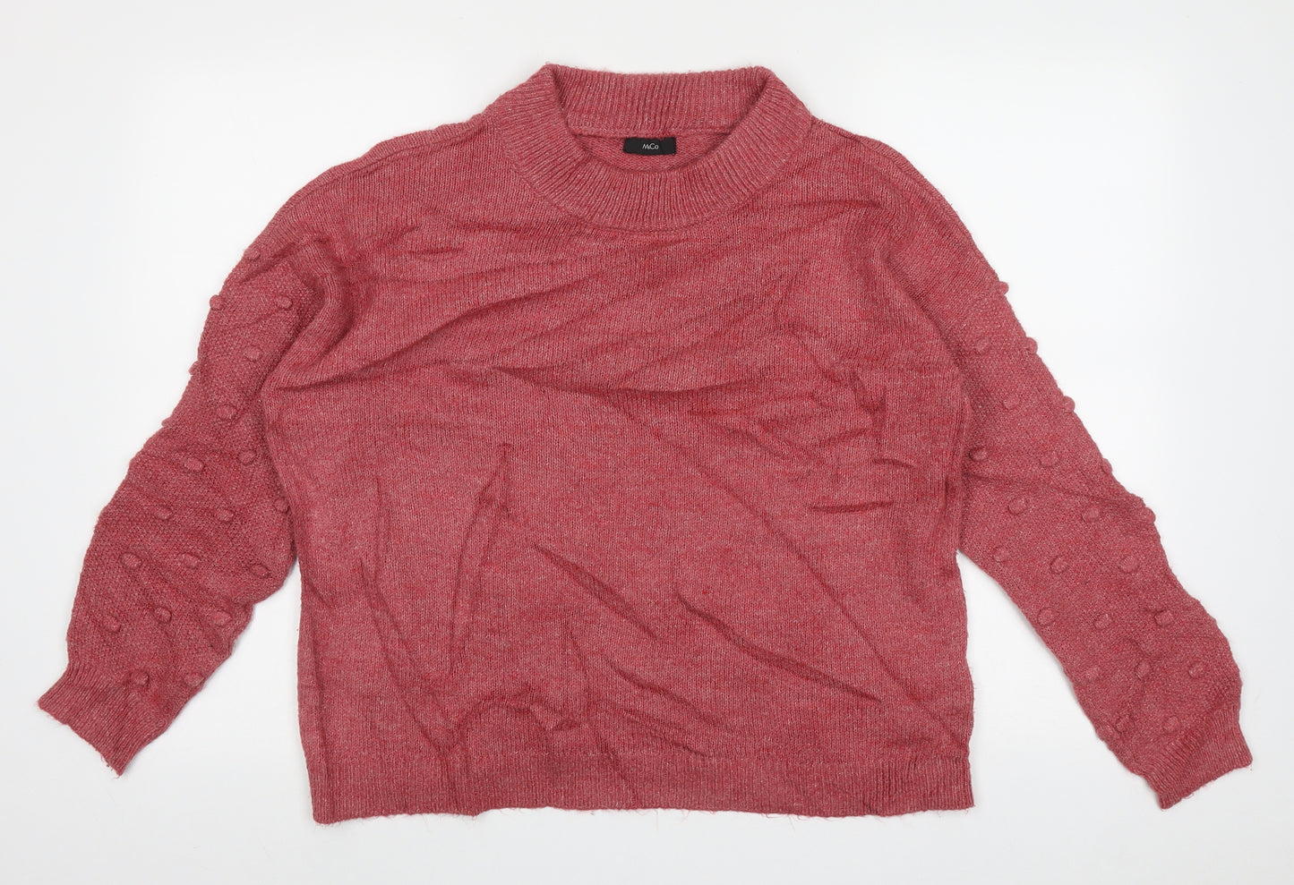 M&Co Womens Pink Crew Neck  Polyacrylate Fibre Pullover Jumper Size 12
