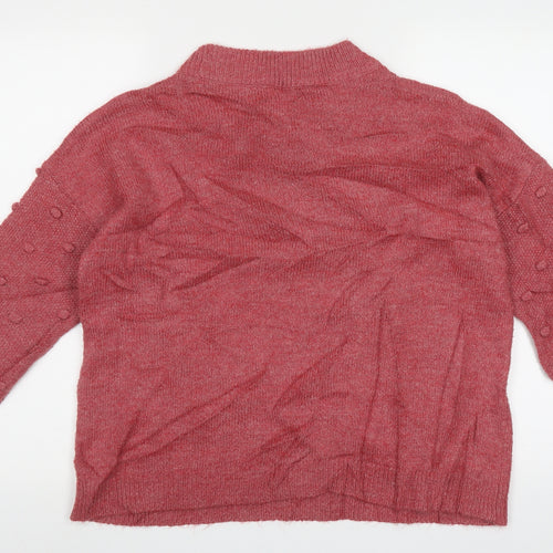 M&Co Womens Pink Crew Neck  Polyacrylate Fibre Pullover Jumper Size 12