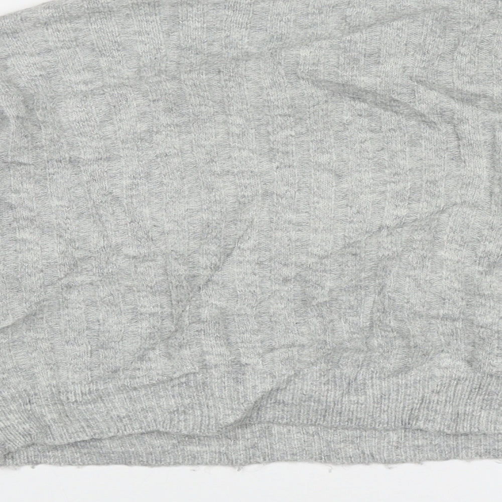Topshop Womens Grey Crew Neck Geometric Acrylic Pullover Jumper Size 6   - crop jumper