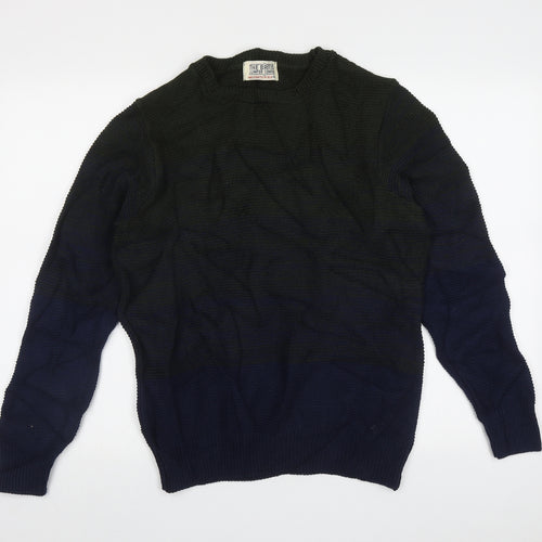 The British Jumper Company Mens Blue Crew Neck Geometric Cotton Pullover Jumper Size M