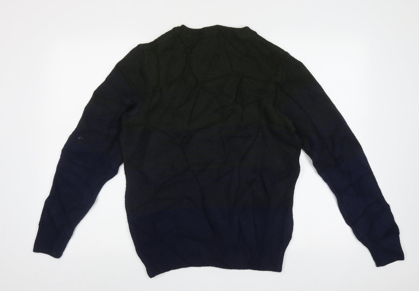 The British Jumper Company Mens Blue Crew Neck Geometric Cotton Pullover Jumper Size M