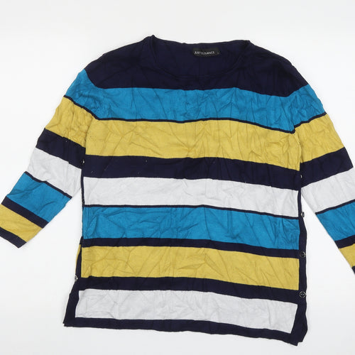 JUST ELEGANCE Womens Multicoloured Crew Neck Striped Viscose Pullover Jumper Size L
