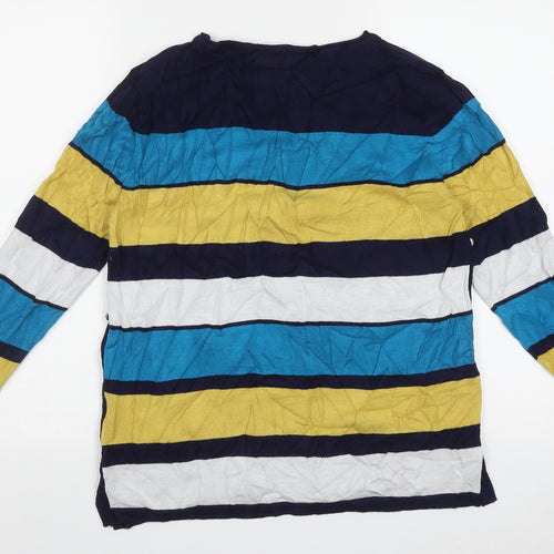 JUST ELEGANCE Womens Multicoloured Crew Neck Striped Viscose Pullover Jumper Size L