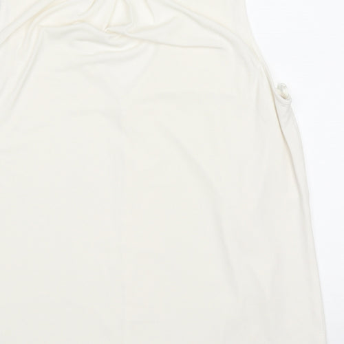 mixolo Womens White  Polyester Basic Tank Size M V-Neck