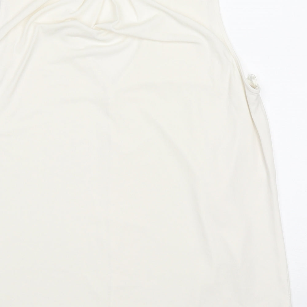 mixolo Womens White  Polyester Basic Tank Size M V-Neck