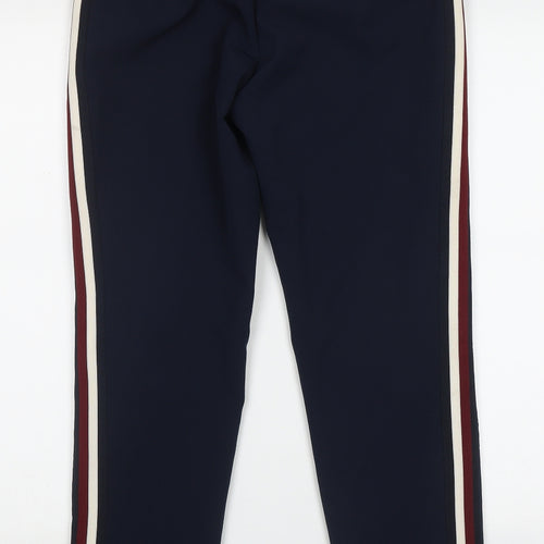 Autograph Womens Blue Striped Polyester Trousers  Size 8 L28 in Regular Hook & Eye