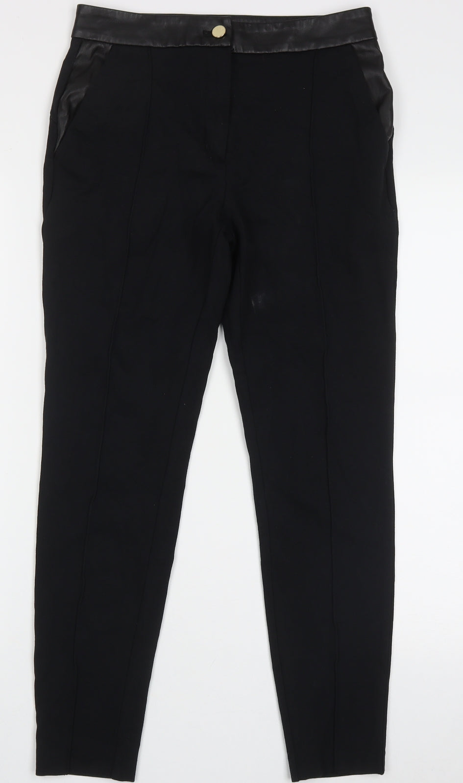 River Island Womens Black  Viscose Trousers  Size 10 L27 in Regular Button