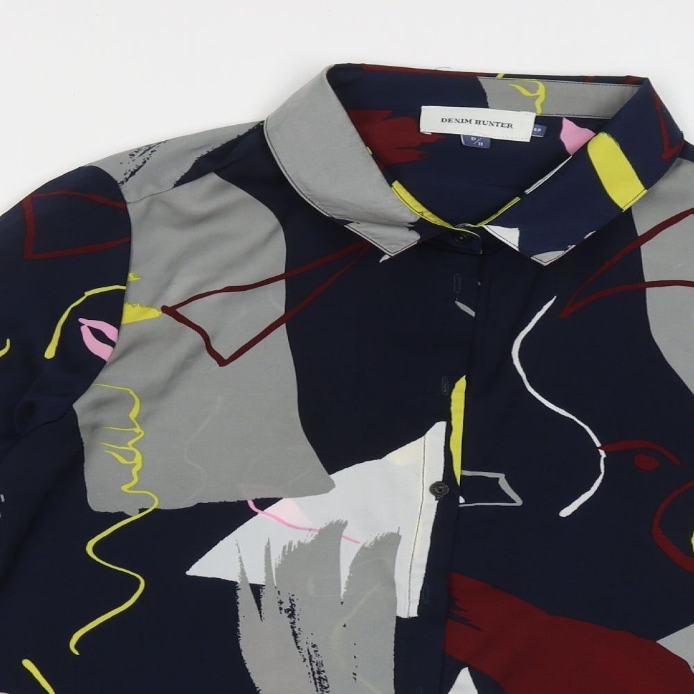 Denim Hunter Womens Multicoloured Geometric Polyester Basic Button-Up Size 12 Collared