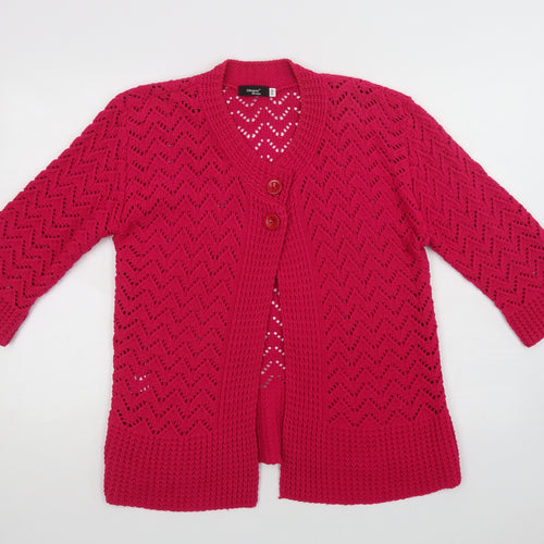 Glimpse Design Womens Pink Round Neck  Cotton Cardigan Jumper Size M