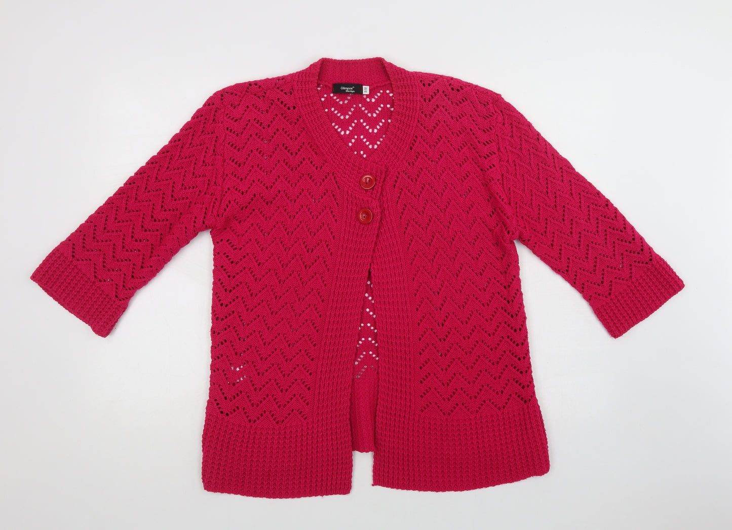 Glimpse Design Womens Pink Round Neck  Cotton Cardigan Jumper Size M