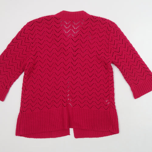 Glimpse Design Womens Pink Round Neck  Cotton Cardigan Jumper Size M