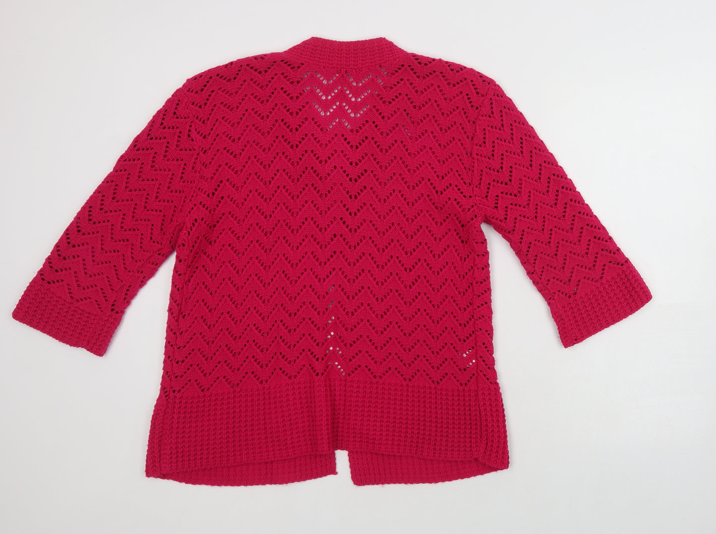 Glimpse Design Womens Pink Round Neck  Cotton Cardigan Jumper Size M