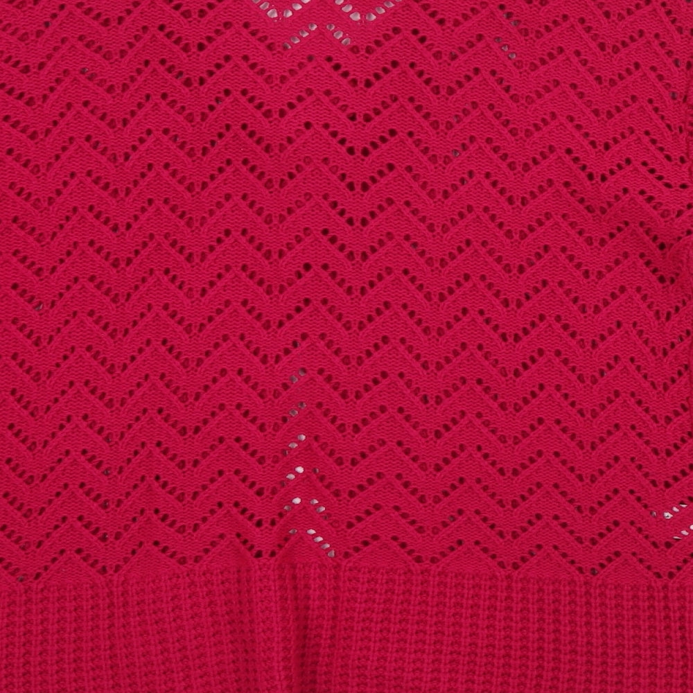 Glimpse Design Womens Pink Round Neck  Cotton Cardigan Jumper Size M