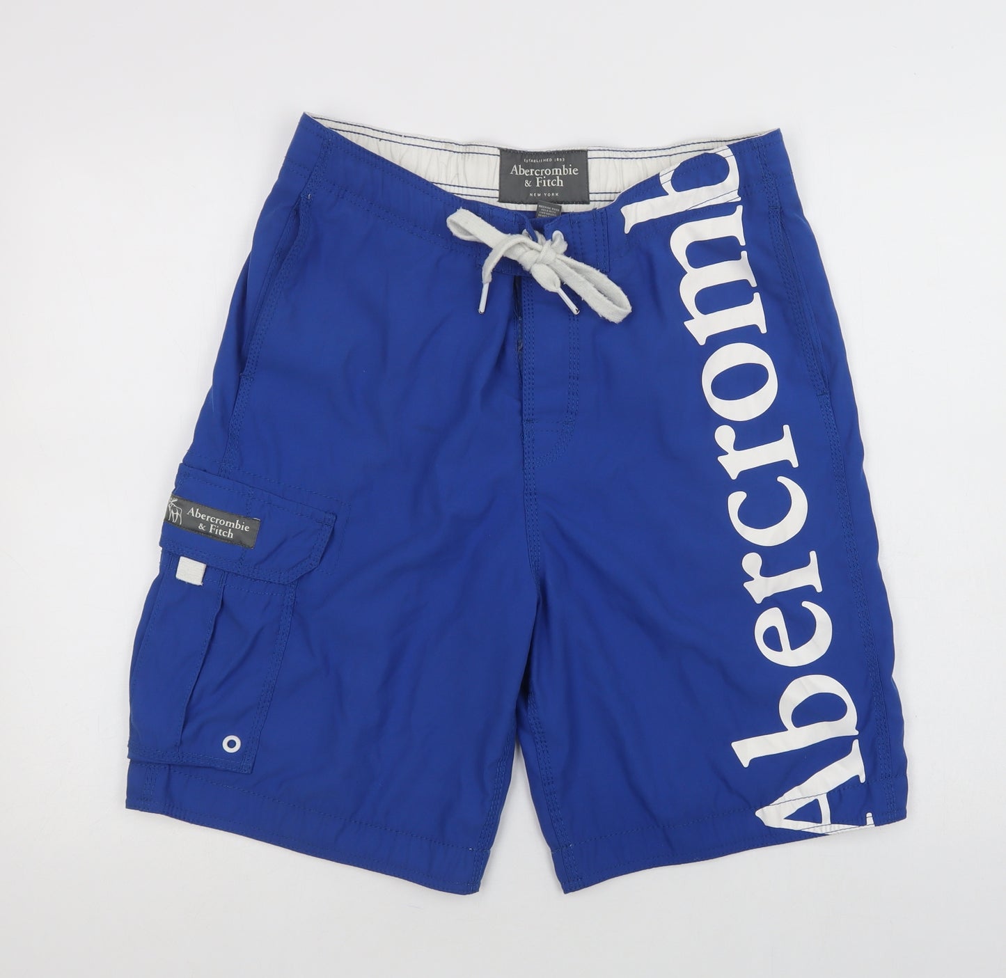 Abercrombie & Fitch Mens Blue  Polyester Cargo Shorts Size M L10 in Regular Drawstring