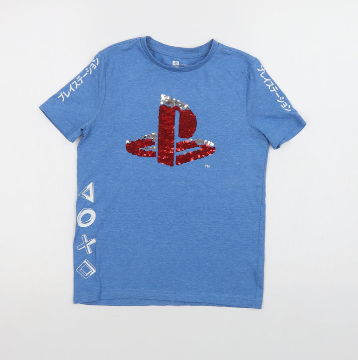 PlayStation Girls Blue  Polyester Basic Polo Size 7-8 Years Crew Neck