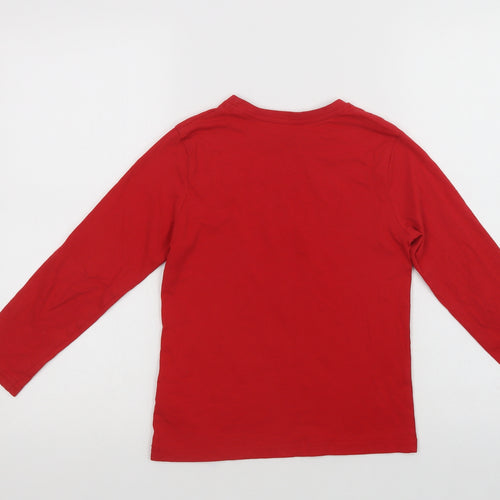 Primark Girls Red  Cotton Basic Polo Size 7-8 Years Crew Neck  - Rudolph Christmas