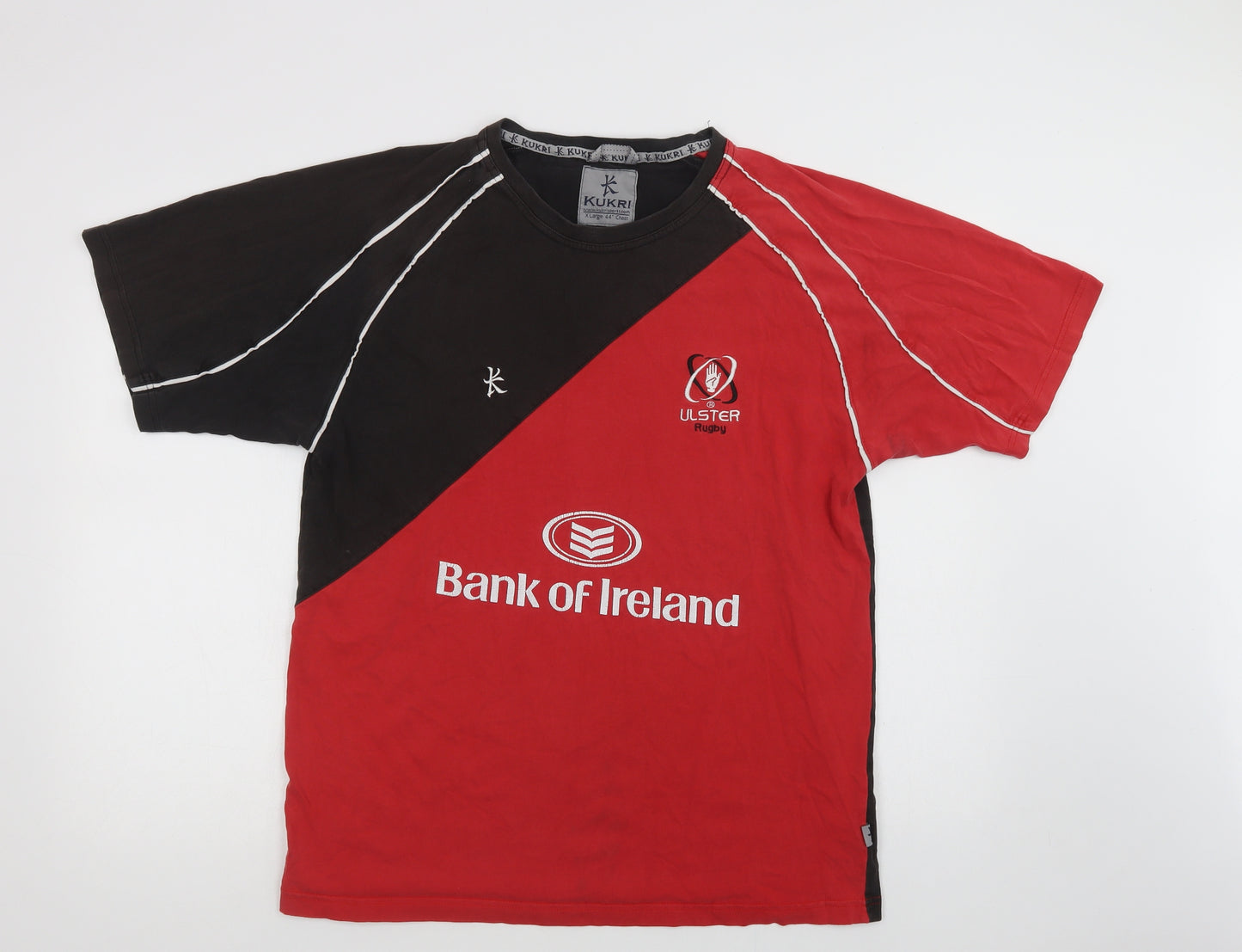 Kukri Mens Red Colourblock Cotton  T-Shirt Size XL Crew Neck  - Ulster Rugby
