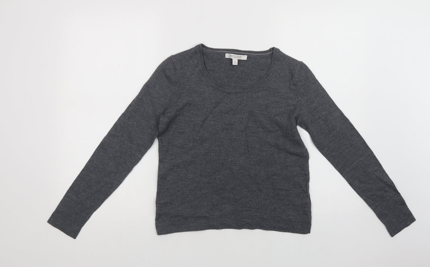 Deane & White Womens Grey Crew Neck  Wool Pullover Jumper Size 14