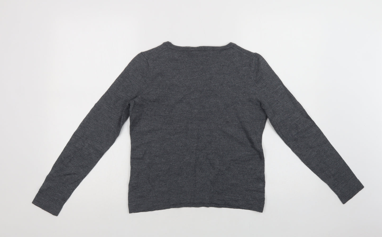 Deane & White Womens Grey Crew Neck  Wool Pullover Jumper Size 14