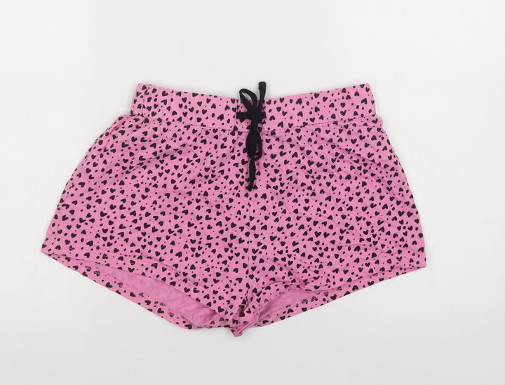 New Look Womens Pink Animal Print Cotton Robe & Gown Set Size S Drawstring